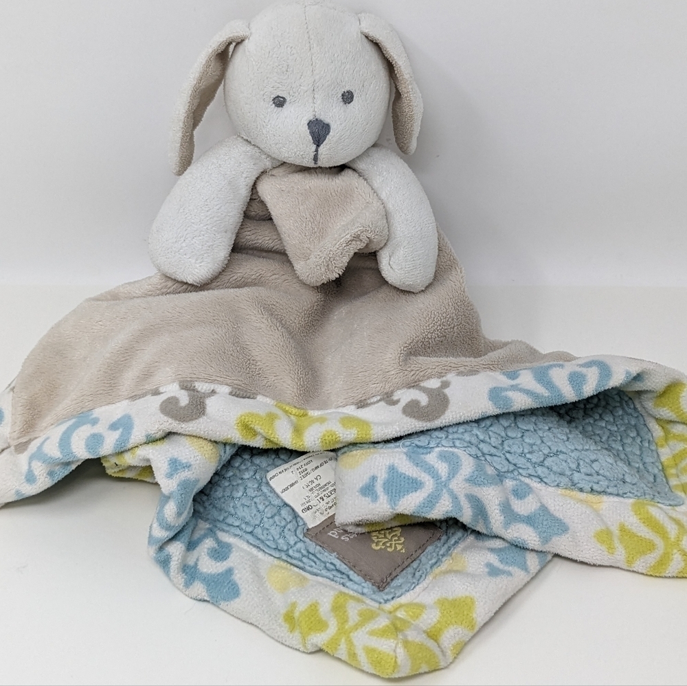 Blankets & Beyond Lovey Puppy Dog Tan Blue
